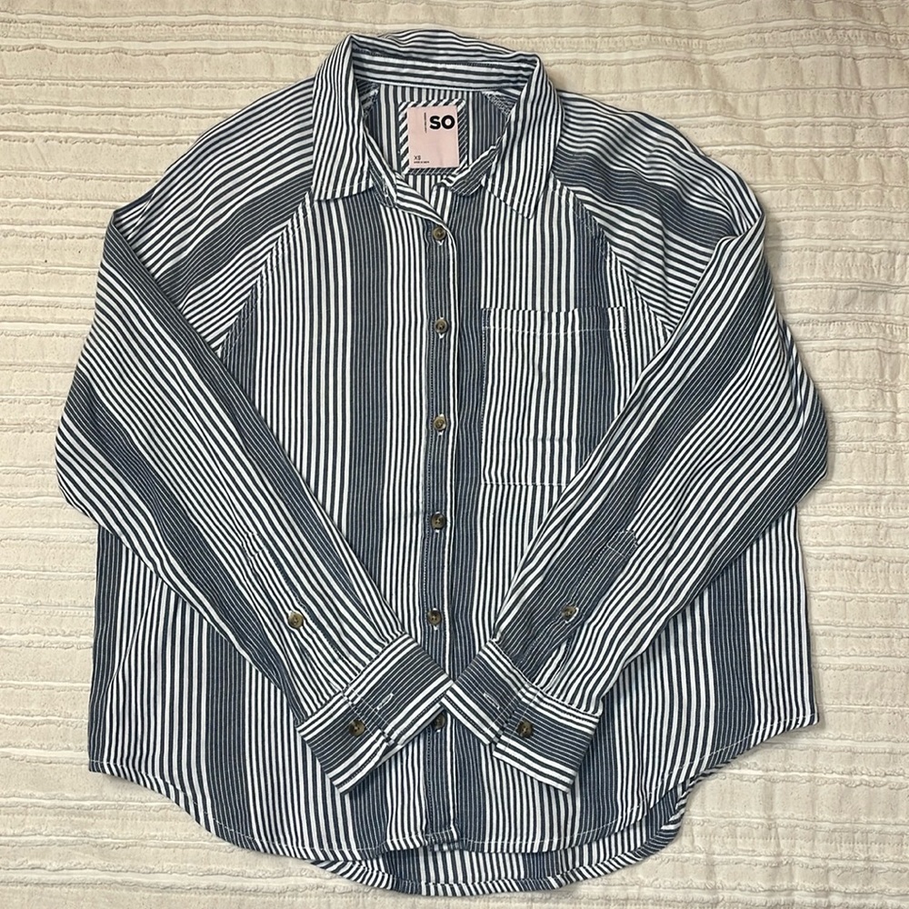 SO stripe button down shirt. Size X-Small